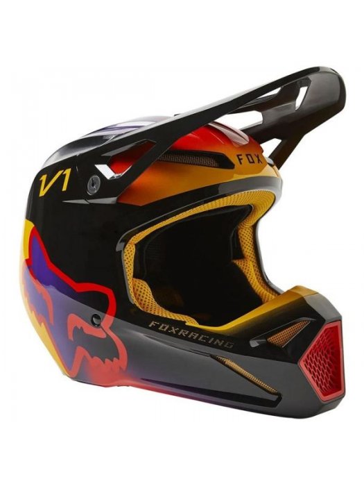 Каска FOX MX V1 TOXSYK DOT/ECE BLACK/RED/YELLOW